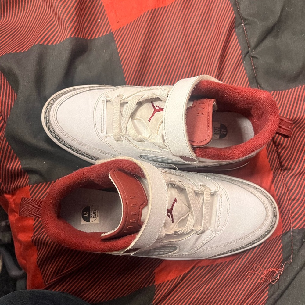 Jordan Kids White and Red Sneakers